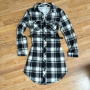 Ardene plaid shirt dress with belt